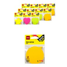 Deli 形狀霓虹燈粘合劑便箋簿 4 件套, 混合顏色, 3套