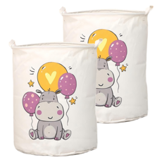 多功能防水袋鋼架折疊收納籃, 氣球河馬, 2個