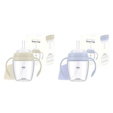 티지엠 쌀알 트라이탄 빨대컵 mini 2p, 160ml, 1세트, 라이스베이지 + 코튼블루