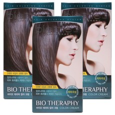 바이오메드 헤어테라피 칼라크림 염모제, 4호 연한갈색, 3개