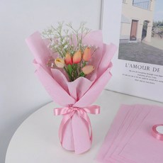 MAME 玫瑰壓花包裝紙 10入 + 緞帶組, 2套, 粉紅色