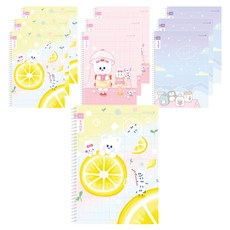morning glory 填寫筆記小學彈簧筆記本 1-2寫作 10格 3種+隨機出貨 2入組 B, 2套, 檸檬Somsomi, Somsom美容院, Little Mungs 夜空
