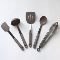 Kitchen9 不鏽鋼矽膠烹飪工具組 5入, 混色