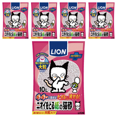 LION 獅王 貓用紙砂 凝固型 10L 大粒, 無香料, 5包
