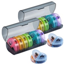 Redielo 旅行用7日14格藥丸收納盒 黑色彩虹, 2個