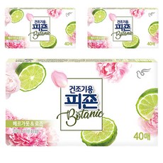 피죤 건조기용 보타닉 시트 섬유유연제 베르가못&로즈향 본품, 40개입, 3개