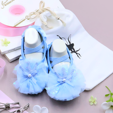 비단길 여아용 플로랄 크라운 리본 발레슈즈 + 슈즈 파우치 세트