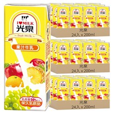 光泉 果汁牛乳, 200ml, 72入