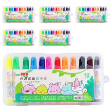 SKB 文明 彩色筆 Set 12色, 色彩飽和 亮度鮮明 筆尖不易變形, 6盒