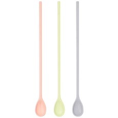 sillymann Century Garden鉑金矽膠長湯匙 3入組, 1組, 灰紫色+粉紅色+淡黃色