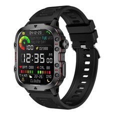 Apollo Life 阿波羅 智慧手錶 GX11, 1.96吋TFT螢幕, 22毫米錶帶, 3個大氣壓力防水, 藍牙, 軍黑灰