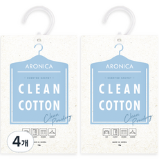 ARONICA 香氛袋掛鉤型衣櫃芳香劑 本體, 18g, 4個, 潔淨棉