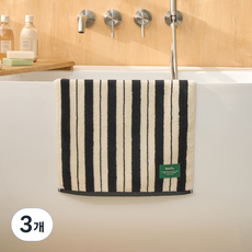 모던하우스 STF 더블 스트라이프 세면타월 40 x 80 cm 190g, 3개, BLACK
