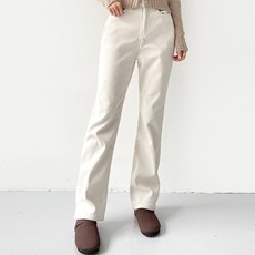 플랜데이 여성용 한파 융 기모 세미 와이드 골덴 팬츠