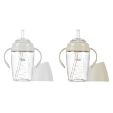 티지엠 트라이탄 쌀알 빨대컵 2p, 240ml, 1세트, 퓨어화이트 + 라이스베이지