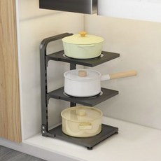 아멜리에 후라이팬 냄비 높이 조절 정리대, 블랙