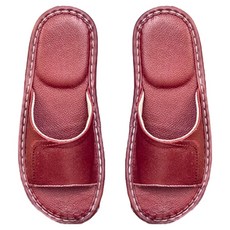 真皮牛皮防滑室內拖鞋 LS07, 棗紅, 1雙