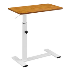 Hampton 漢汀堡 查理實木氣壓升降桌, 柚木色 白腳