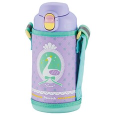 Peacock 日本孔雀 兒童316不鏽鋼保溫杯 附專屬杯套 + 反光背帶 AJF-F80-AV, 天鵝紫, 1個