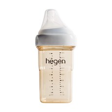 hegen 金色奇蹟 PPSU 多功能方圓型寬口奶瓶, 白透明色, 240ml, 1個