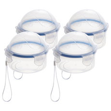 水果密封防漏 半圓形杯蓋設計 小巧尺寸方便攜帶, 2組, 4個容器 + 4個蓋子