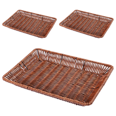 댓츠댓 키친 등나무 라탄 트레이 시리즈 직사각, 브라운, 3개