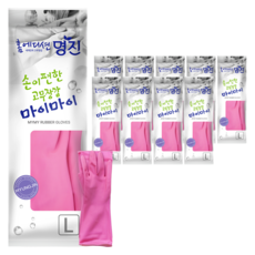 홈에디션명진 손이편한 마이마이 고무장갑, 분홍, 대(L), 10세트