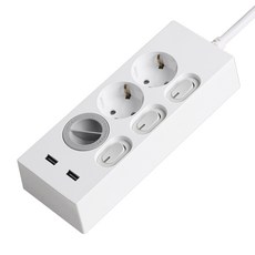 SWEET HOME 韓國製 USB 2埠 獨立開關 延長線 3孔 + 安全蓋 組, 1套, 1.5m