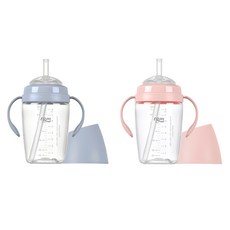 티지엠 트라이탄 쌀알 빨대컵 2p, 240ml, 1세트, 코랄핑크 + 코튼블루