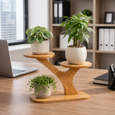 Evright 竹製原木多功能花盆架 大型, 單一顏色, 2層