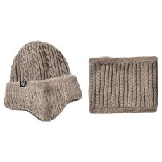 Kipopo 寒冬冬季運動滑雪板滑雪防寒帽 + 圍巾組, 卡其色, 1套