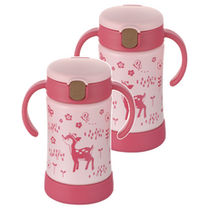 릿첼 TLI 보온 보냉 빨대컵 R, 270ml, 2개, 핑크