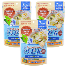 田靡製麵 寶寶烏龍麵 白身魚海帶芽 7個月以上寶寶適用 日本國產小麥 無鹽配方 快速烹煮, 120g, 3包
