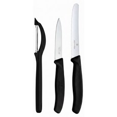 VICTORINOX 瑞士維氏 水果刀削皮器3件組 小型蔬果處理, 通用削皮刀 + 8cm刃長水果刀 + 番茄刀, 1個