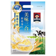 QUAKER 桂格 特濃牛奶3合1麥片 10包, 280g, 1袋