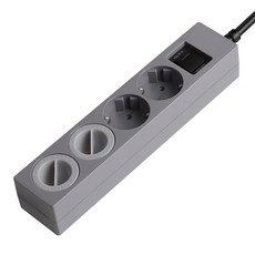 SWEET HOME 韓國製 過載斷電 省電延長線 4孔 + 安全蓋 2入 組, 3m, 灰黑色, 1套