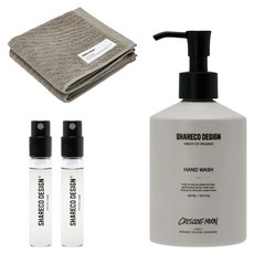 SHARECO 台灣公司貨 生活香氣入門組 灰燼 + 皇家小香水 + 茗洗手露 + 淺棕純棉短浴巾, 1套