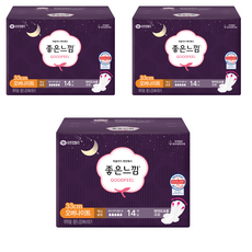 좋은느낌 오리지널 생리대 날개형 33cm, 오버나이트, 14개입, 3개