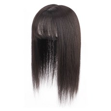 HiYuni 直髮短髮頭頂補髮髮片 35cm, 棕黑色, 1個