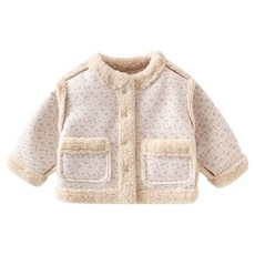 Uvely 兒童微笑花朵冬季羊羔毛外套