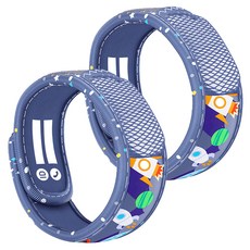 PARA'KITO 帕洛 天然精油防蚊兒童手環 防水 24小時防蚊 植物活性成分, 星際太空款, 2個, 10g