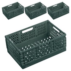 Dailygongam 可堆疊收納整理盒, 綠色, 中型(30.5 x 20.3 x 12.5 cm), 4個