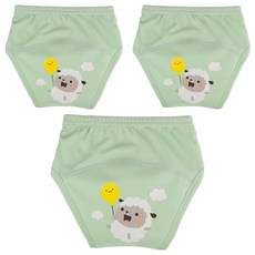 agazzang 幼兒用 Friendly 學習褲, 嫩綠色(羊), 3個