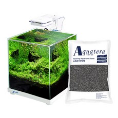 grovita LED照明魚缸 ZGT-S20+魚缸專用生物砂 8kg, 混色（魚缸）、黑色（生物沙）