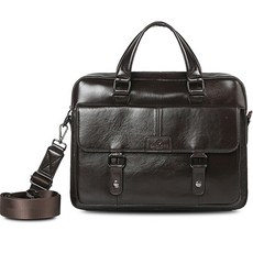 CAPACCI 男士皮革公事斜背包 YB_CCI1001, 深棕色