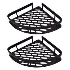 太空鋁三角形浴室收納架 薄款 黑色 28 x 21 x 5公分, 2個