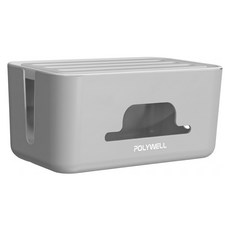 POLYWELL 寶利威爾 延長線電源線收納盒 31 x 13.8 x 13cm PW15-T65-0887, 灰色, 1個