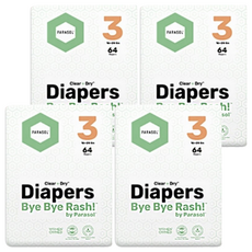 PARASOL Clear + DryTM 新科技水凝尿布 工藝升級版 3 6~11kg, M, 256片