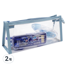 Mungom商店 感性簡約PVC透明鉛筆盒, 2個, 藍色