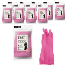 명진 교체용 오른손 고무장갑, 분홍, 중(M), 10개